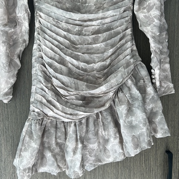 COPY - Ronny Kobo Silk Floral Pattern Puff Long Sleeve Mini Dress sz Small - Picture 6 of 6